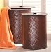 New CBK BASKET LAUNDRY ST 2 CROSS WEAVE HAMPERS NESTED W/BAMBOO HANDL BROWN/BLACK BAMBOO