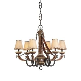 Durango Six - light Chandelier, WEATHERED IRON, FAUX LEATHER from Home Decorators Collection