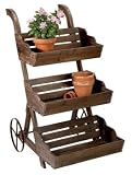 43" Old Fashioned Three Tier Flower Plant Stand Push Cart