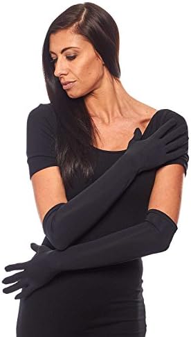 Astoria Extra Matte Spandex Elbow Length Gloves, Black