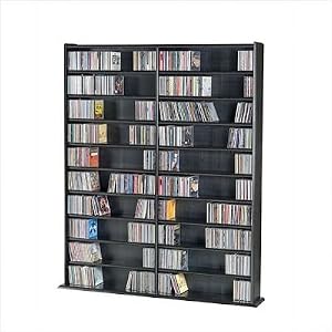 Ebony Hardwood Multi-Media Storage Unit, Holds 1200 CDs 602 DVDs