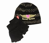 Childrens/Kids Girls Hannah Montana Hat and Fingerless Gloves Set (Black)