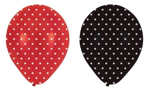 Ladybug Fancy Black and Red with White Polka Dot Balloons (6ct)