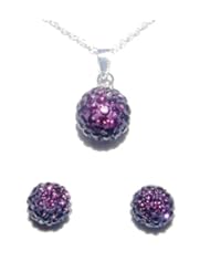 Give a Gift with Meaning. BIRTHSTONE FOR FEBRUARY. 10mm 0.4 Inch Dark Amethyst Ball Pendant Necklace on 18 Inch 46cm Rolo Cable Chain with matching 8mm 0.31 inch stud earrings. Made Using Solid Sterling Silver 925 and Swarovski Crystals.For other Birthstones please type Decorum Jewellery into the search bar.