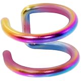 Illusion 2-Ring Rainbow Titanium Non Pierced Clip On Closure Ring
