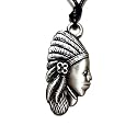 Native American Indian Warrior Pewter Pendant on Adjustable Choker