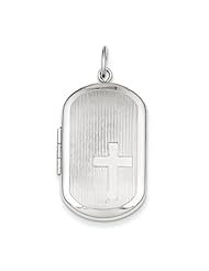 Sterling Silver W/ Side Cross Rectangular Locket
