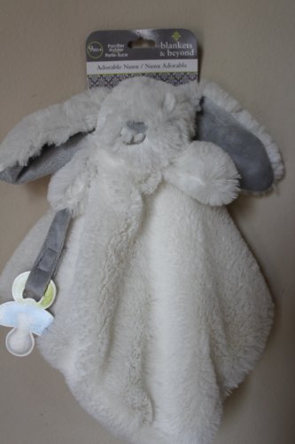 Nunu White Bunny Blanket and Pacifier Holder