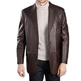 Men's Classic Two-Button Leather Blazer in Black, Dark Brown, or Cognac - Regular, Tall, Big, Big & Tall