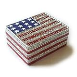 Pewter, Swarovski Crystal Red, White & Blue Enamel
