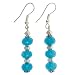 EXP Handmade Blue Chalcedony Dangle Earrings With Faceted Silver Beads