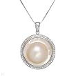 Necklace With Precious Stones - Genuine Diamonds and Mobe pearl Made of 14K White Gold. Total item weight 12.0g Length 18in