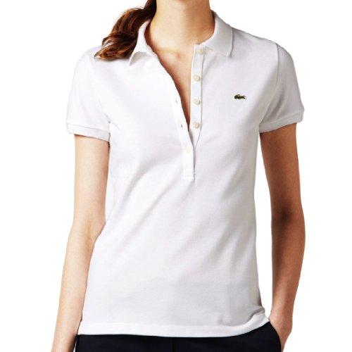 Lacoste Short Sleeve 5 Button Stretch Pique Polo (PF269E-51) 10/White