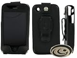 Apple iPhone 3G Premium Leather Case with Rotating Belt Clip - Bundle with Screen Protector Shield (Not Compatible with 1st Generation iPhone)