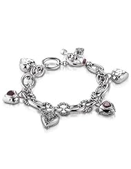 Sterling Silver Varied Heart Designs Adorn this Statement Bracelet.