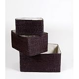 Kitchen & Housewares : Set of 3 seagrass and cotton storage baskets
