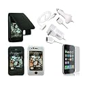 Premium Essential Accessories Bundle for iPhone 3G/ iPhone 3GS: Black Leather Case + Black Silicon Skin Case + Clear Silicon Skin Case + Travel Ac Home Charger + Auto Dc Car Charger + High Speed USB Data Cable + Transparent Screen Protector