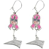 LogoArt New England Patriots Breast Cancer Awareness Pink Ribbon Earrings