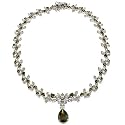 Best Seller Olive Quartz & C.Z. Diamonds Silver Necklace Ballroom
