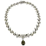 Best Seller Olive Quartz & C.Z. Diamonds Silver Necklace Ballroom