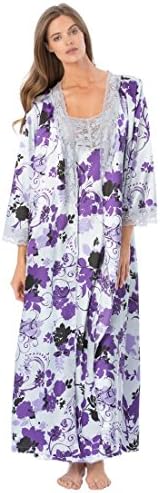 Amoureuse Women's Plus Size Long Satin Peignoir Set