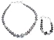 Bracelet and Necklace Set in Sterling Silver and Smokey Quartz Gemstones