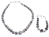 Necklace Bracelet Set Sterling Silver and Smokey Quartz Gemstones