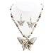 Tri Tone Butterfly Necklace Earrings Set Fashion Jewelry