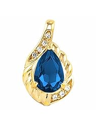 10K Yellow Gold Pear Cut Chatham Created Sapphire and Diamond Pendant -- LIFETIME WARRANTY