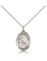 .925 Sterling Silver Saint St. Madonna Del Ghisallo Medal Pendant 3/4 x 1/2 Inches Cyclists-8203- Comes with a .925 Sterling Silver Lite Curb Chain Neckace And a Black velvet Box