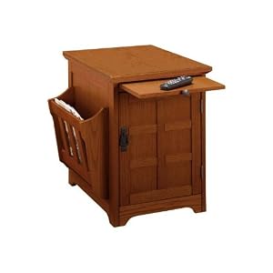 Craftsman Wood Magazine Storage End Table, WOOD-TOP, DARK OAK by Home Decorators Collection