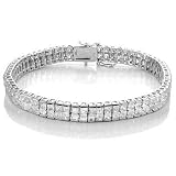 Silver Cubic Zirconia Princess CZ Mens Iced Out Bracelet
