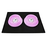 Platinum Pets Heavy Duty Silicone Puppy Mat with 2 1-Cup Embossed Puppy Bowls, Cotton Candy Pink