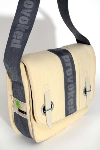 Messenger Bag BIG PROVOKED (E3022-strap) aus Segeltuch mit Strap, cream, 38x30cm