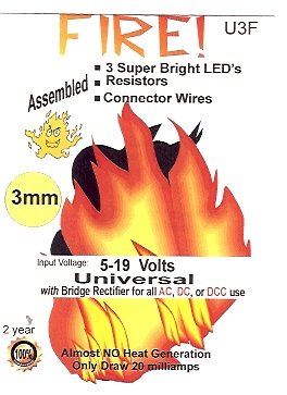 Simulated Fire 3mm LED Light Kit For Model Buildings and Layouts