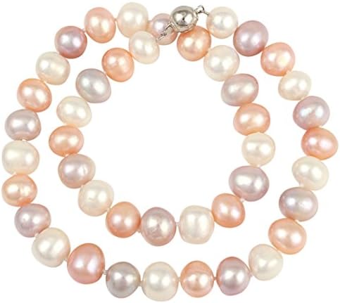 10-11mm Elegant Multi-color Potato-shaped Cultured Freshwater Pearl Necklace