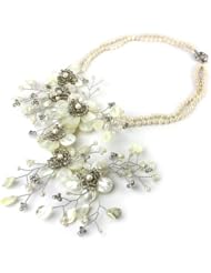 O-stone Pearl Nacre Necklace Flower Traveling Throught Rain Mother of Pearl 100% Handmade