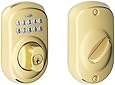 Schlage BE365VPLY505 Plymouth Keypad Deadbolt, Bright Brass