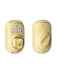 Schlage BE365VPLY505 Plymouth Keypad Deadbolt, Bright Brass