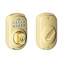 Schlage BE365VPLY505 Plymouth Keypad Deadbolt, Bright Brass