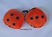 3 Fuzzy Dice for Rear View Mirror Orange with Black Dots