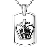 Polished Stainless Steel Crown Dog Tag on a 24 Inch Chain