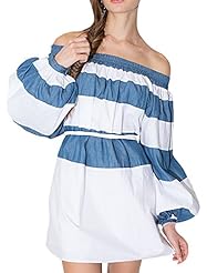 A-line Long Sleeves Off the Shoulder Bateau Neck Denim Club Dress/Wedding Party Dress 
