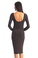 Elastane/Polyester Long Sleeves Glittering Stretchy Bodycon Dress/Party Dress/Midi Dress  with a Court Train 