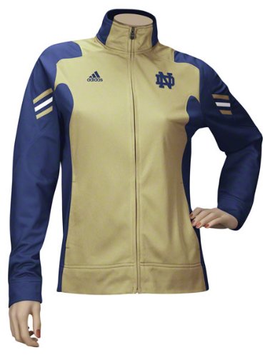 adidas Notre Dame Fighting Irish Ladies Gold-Navy Blue Scorch Full Zip Performance Jacket (Large)