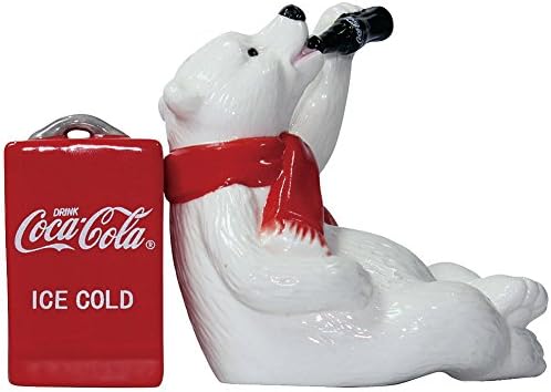 Coca-Cola Polar Bear Enjoying a Coke Retro Fridge Salt &amp; Pepper Shaker Set