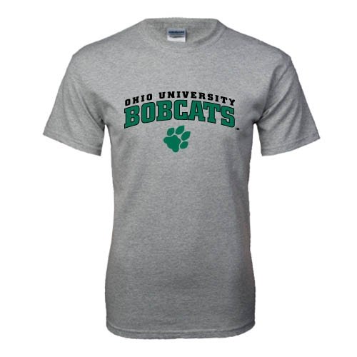 Ohio Sport Grey T Shirt 'Arched Ohio University Bobcats w/Paw'