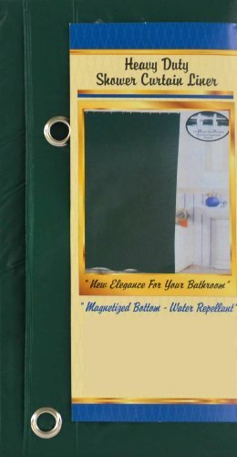 Solid Hunter Green Vinyl Shower Curtain Liner Heavy Duty w/ Metal Grommets & Magnets