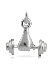 Silver Pendant Hand Dumbell 13x14.7mm