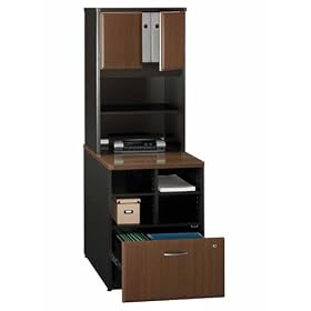 Storage Unit and Hutch Set - Series A Walnut Collection - Bush Office Furniture - WC25523-25